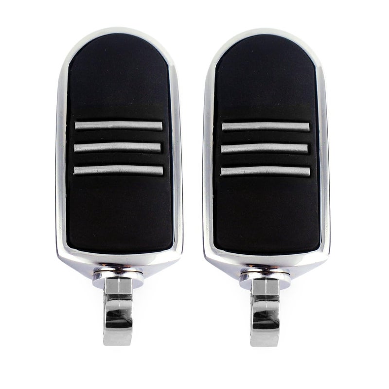 Chrome Rubber Foot Pegs Motorcycle Footpeg Footrest Set Fits For 1986 and Newer Harley Touring and Softail Models Chrome